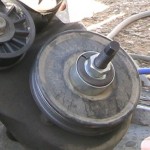Old pulley being removed.